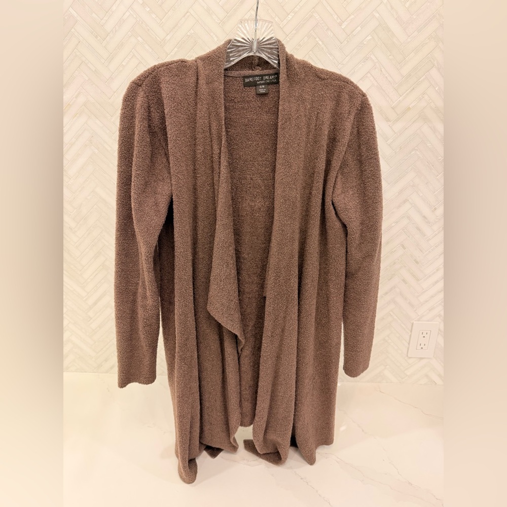 Barefoot Dreams Bamboo Chic Lite Cozy Drape Cardigan S/M Taupe Brown